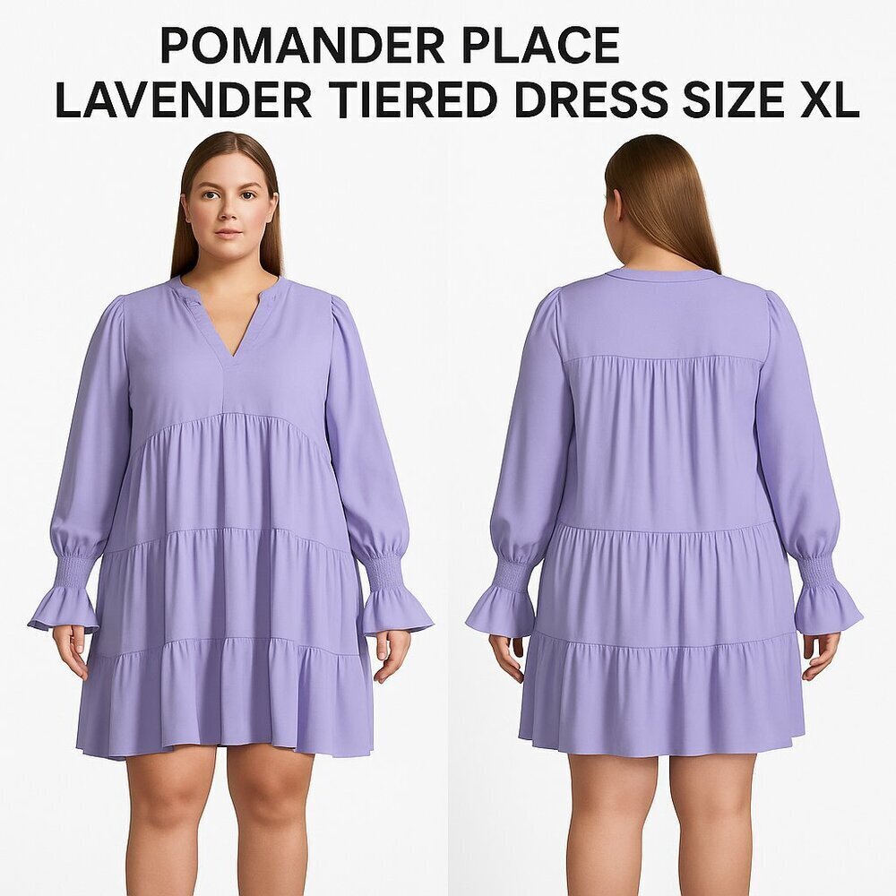 POMANDER PLACE LAVENDER TIERED DRESS SIZE XL